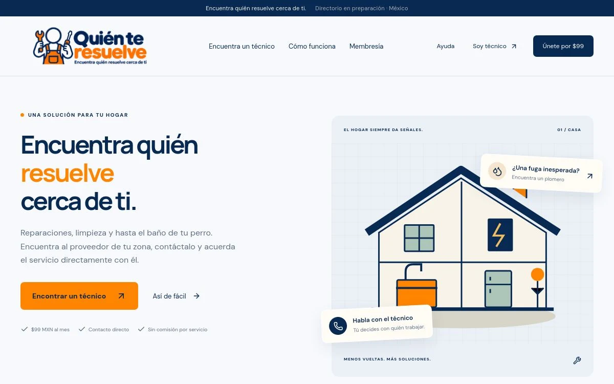 Vista real del sitio Quién te Resuelve